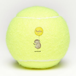 Niedlicher Igel und Muster des Cartoon in Ballon Tennisbälle