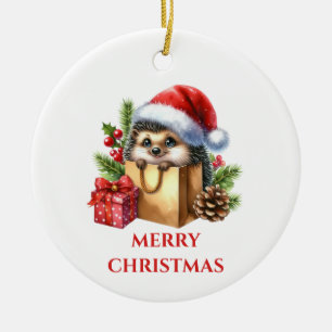 Niedlicher Igel Weihnachten Keramik Ornament