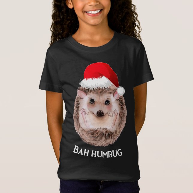 Niedlicher Igel Weihnachts-Weihnachtsmannmütze Bah T-Shirt (Vorderseite)
