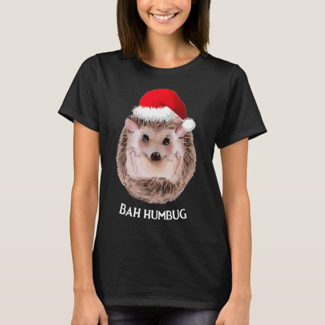 Niedlicher Igel Weihnachts-Weihnachtsmannmütze Bah T-Shirt (Vorderseite)