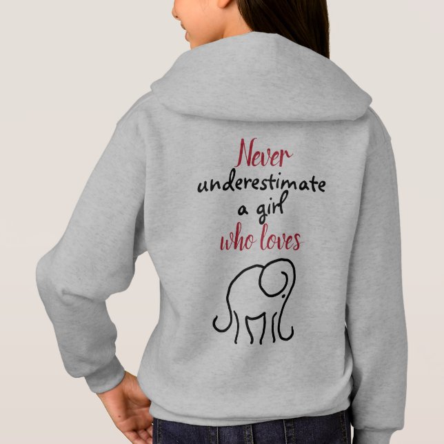 Niedlicher Ikonischer Elefant Loving Girls Slogan Hoodie (Rückseite)