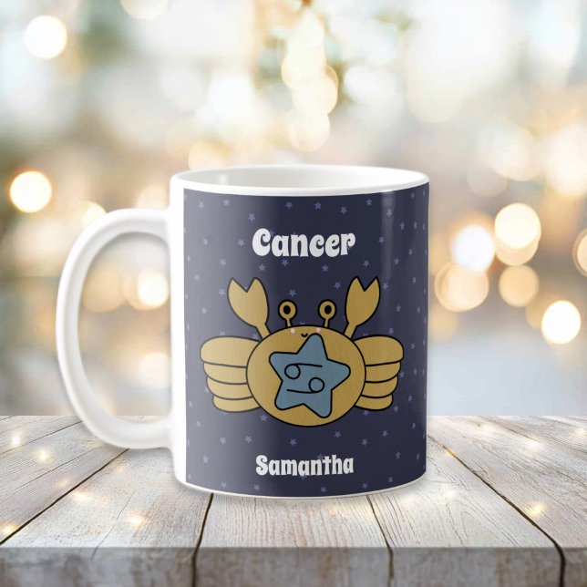 Niedlicher Illustrierter Krebs Zodiac Personalisie Kaffeetasse (Cute Illustrated Cancer Zodiac Personalized Coffee Mug)