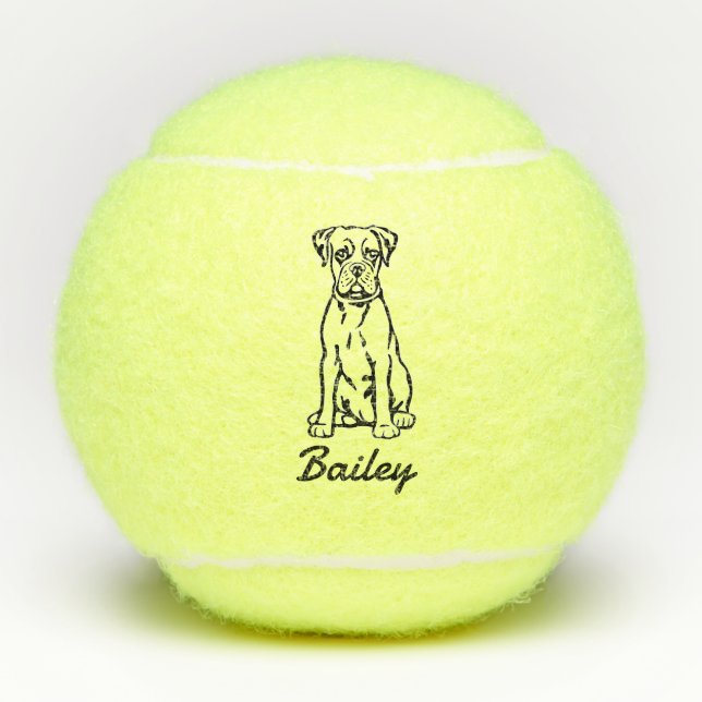 Niedlicher Individuelle Name Boxer Dog Toy Tennisbälle (Vorderseite)