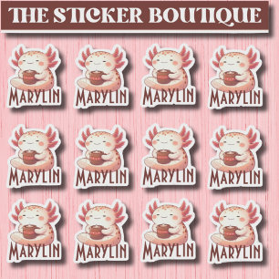 Niedlicher Individuelle Name Cosy Axolotl Coffee S Aufkleber