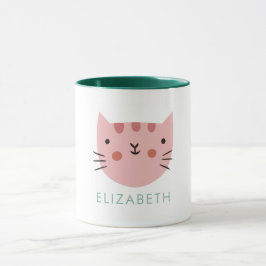 Niedlicher Individuelle Name der rosa Katze Tasse