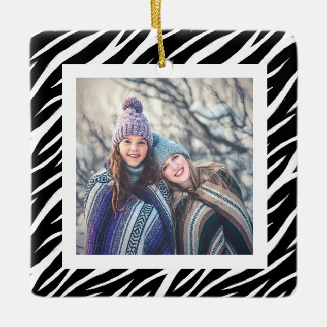 Niedlicher Individuelle Name Foto Schwarz-weiß Zeb Keramikornament (Vorderseite)