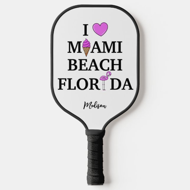 Niedlicher individuelle Name Miami Beach Pickleball Schläger (Vorderseite)