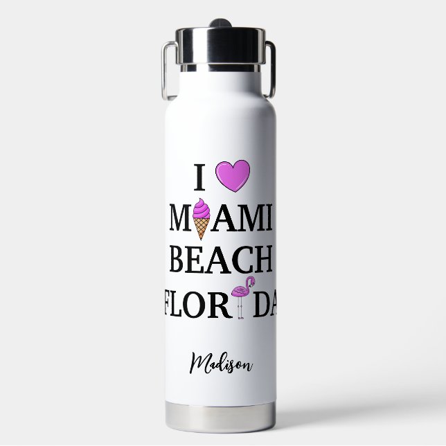 Niedlicher individuelle Name Miami Beach Trinkflasche (Vorderseite)