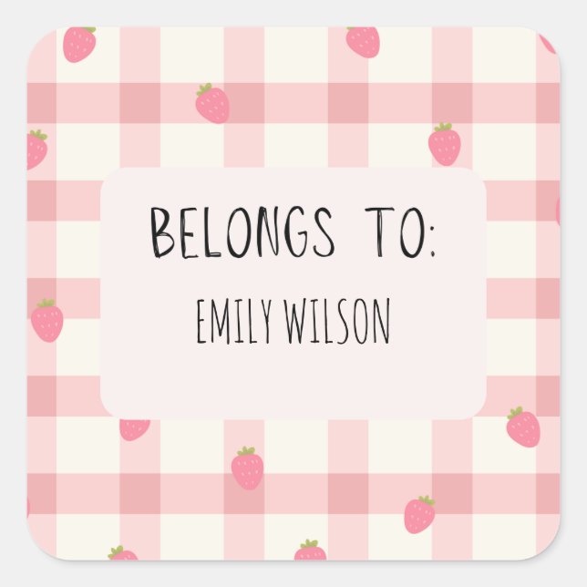 Niedlicher Individuelle Name Quadratischer Aufkleber (Vorderseite)