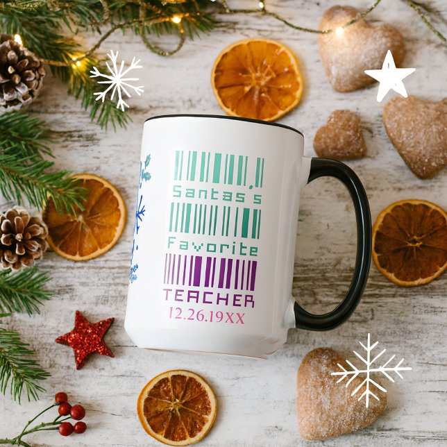 Niedlicher Individuelle Name Weihnachtslehrer Gesc Tasse (Von Creator hochgeladen)