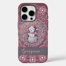 Niedlicher Individuelle Name Whimsical Pink Snowma iPhone 16 Pro Hülle