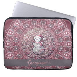 Niedlicher Individuelle Name Whimsical Pink Snowma Laptopschutzhülle