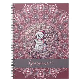 Niedlicher Individuelle Name Whimsical Pink Snowma Notizblock
