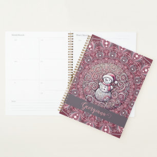 Niedlicher Individuelle Name Whimsical Pink Snowma Planer