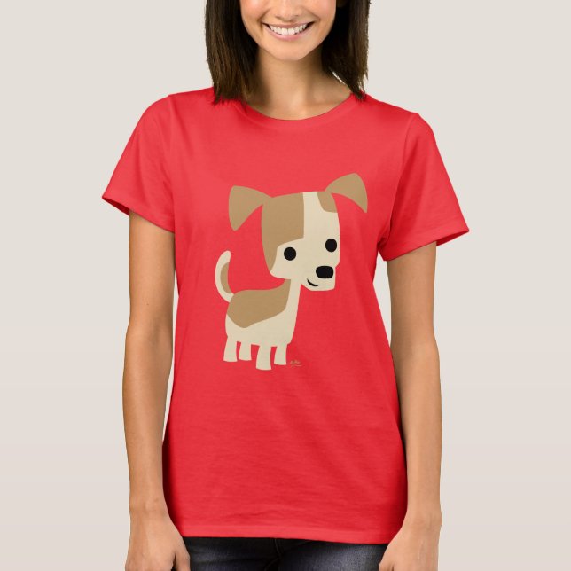 Niedlicher Inquisitiver Cartoon Dog Frauen T - Shi T-Shirt (Vorderseite)
