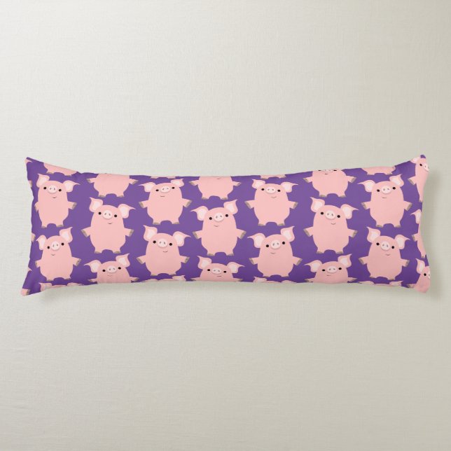 Niedlicher inquisitiver Cartoon Schweine Körperkis Seitenschläferkissen (Vorderseite)
