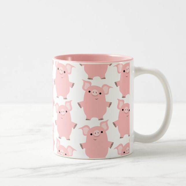 Niedlicher inquisitiver Cartoon Tasse Schweine (Rechts)