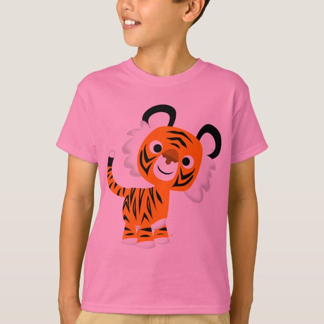 Niedlicher inquisitiver Cartoon Tiger Children T - T-Shirt (Vorderseite)