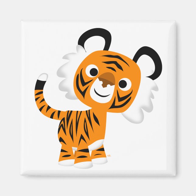 Niedlicher inquisitiver Cartoon Tiger Magnet (Vorne)