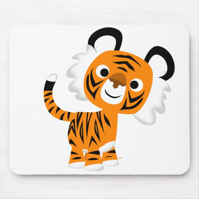 Niedlicher inquisitiver Cartoon Tiger Mousepad (Vorne)