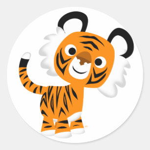 Niedlicher Inquisitiver Cartoon Tiger Sticker