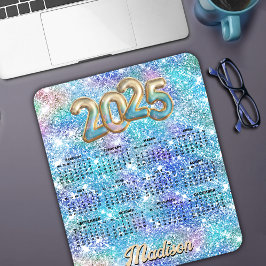 Niedlicher iridescent unicorn blauer Glitzer 2025 Mousepad
