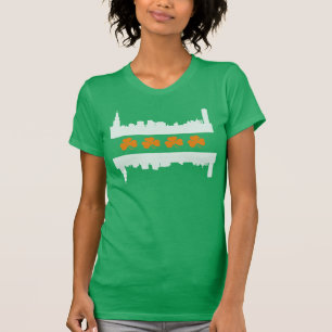 Niedlicher Irish Chicago Skyline Flag St Patrick's T-Shirt