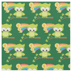 Niedlicher Irish Owl Green Kids St Patricks Day Stoff