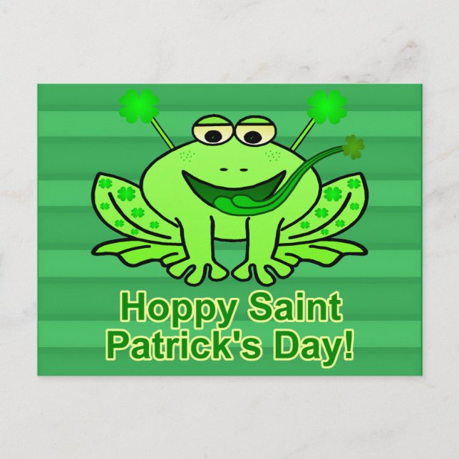 Niedlicher Irish Saint Patrick's Day Frog Postkarte (Vorderseite)