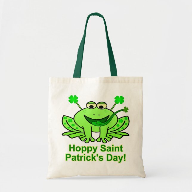 Niedlicher Irish Saint Patrick's Day Frog Tragetasche (Vorne)