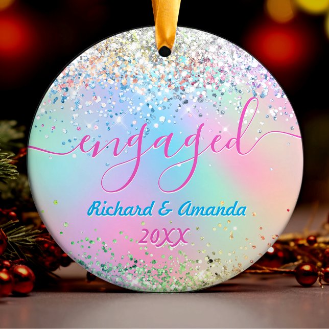 Niedlicher irisierender unicorone Glitzer Weihnach Keramik Ornament (Von Creator hochgeladen)