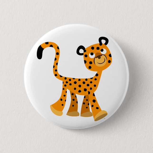 Niedlicher isolierter Cartoon Cheetah Button Abzei (Vorderseite)