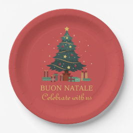 Niedlicher italienischer Buon Natale Custom Tree Pappteller