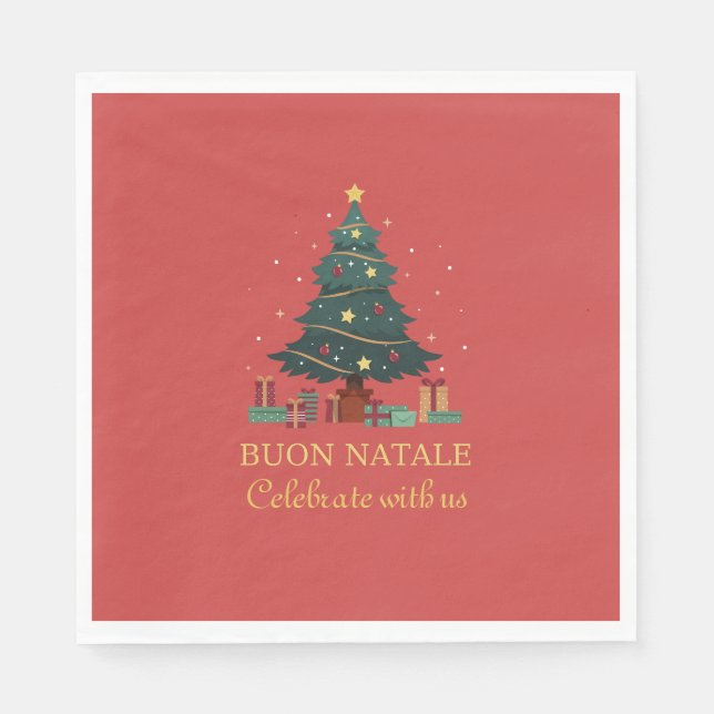 Niedlicher italienischer Buon Natale Custom Tree Serviette (Vorderseite)