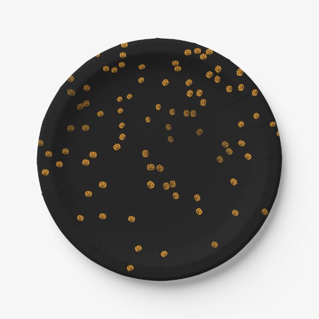 Niedlicher Jack O'Lantern Confetti Pappteller (Vorderseite)