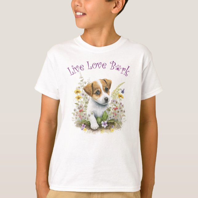 Niedlicher Jack Russell Dog Floral T-Shirt (Vorderseite)