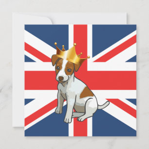 Niedlicher Jack Russell mit einem Kronen- und Unij Einladung