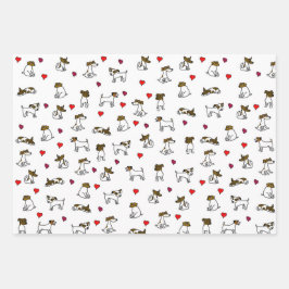 Niedlicher Jack Russell Terrier Cartoon Gift Wrap  Geschenkpapier Set
