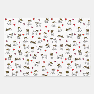 Niedlicher Jack Russell Terrier Cartoon Gift Wrap Geschenkpapier Set