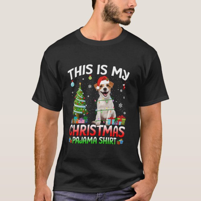 Niedlicher Jack Russell Terrier Dog Lover Santa Ch T-Shirt (Vorderseite)