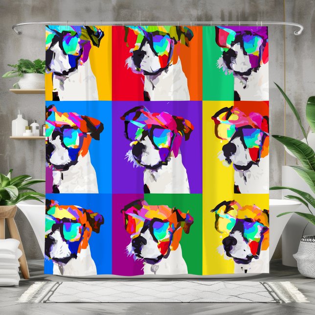 Niedlicher Jack Russell Terrier im Stil Pop Art Duschvorhang (Von Creator hochgeladen)