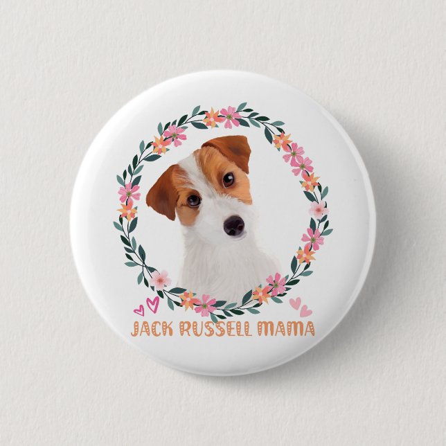 Niedlicher Jack Russell Terrier - Jack Russell Mam Button (Vorderseite)