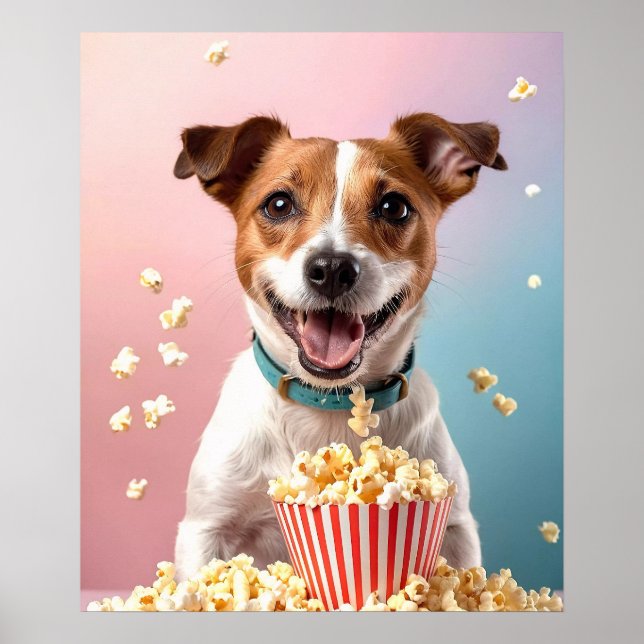 Niedlicher Jack Russell Terrier mit Popcorn Poster (Vorne)
