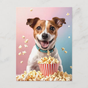 Niedlicher Jack Russell Terrier mit Popcorn Postkarte
