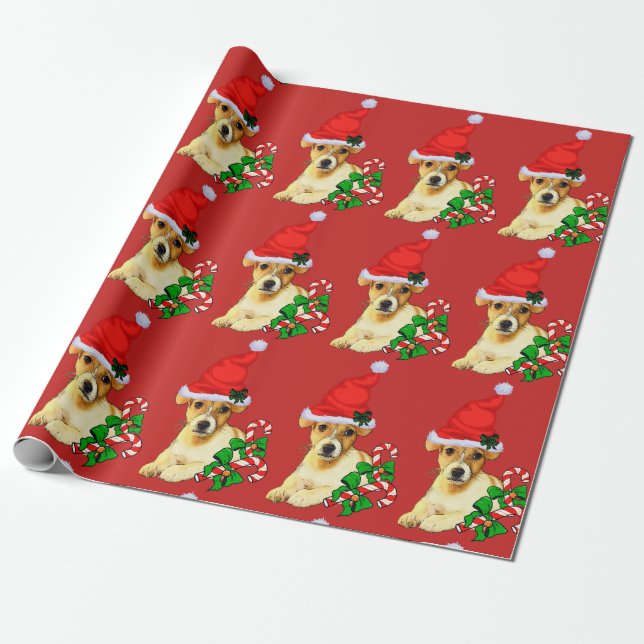Niedlicher Jack Russell Terrier Weihnachten Geschenkpapier (Ungerollt)
