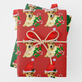 Niedlicher Jack Russell Terrier Weihnachten Geschenkpapier Set