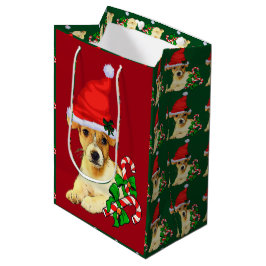 Niedlicher Jack Russell Terrier Weihnachten Mittlere Geschenktüte