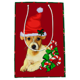 Niedlicher Jack Russell Terrier Weihnachten Mittlere Geschenktüte