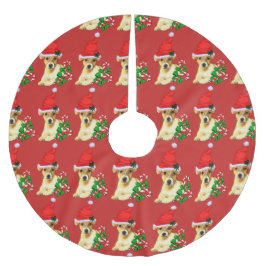 Niedlicher Jack Russell Terrier Weihnachten Polyester Weihnachtsbaumdecke