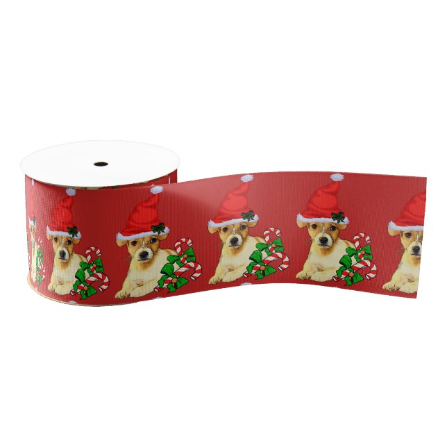 Niedlicher Jack Russell Terrier Welpe Weihnachten Ripsband (Spule)